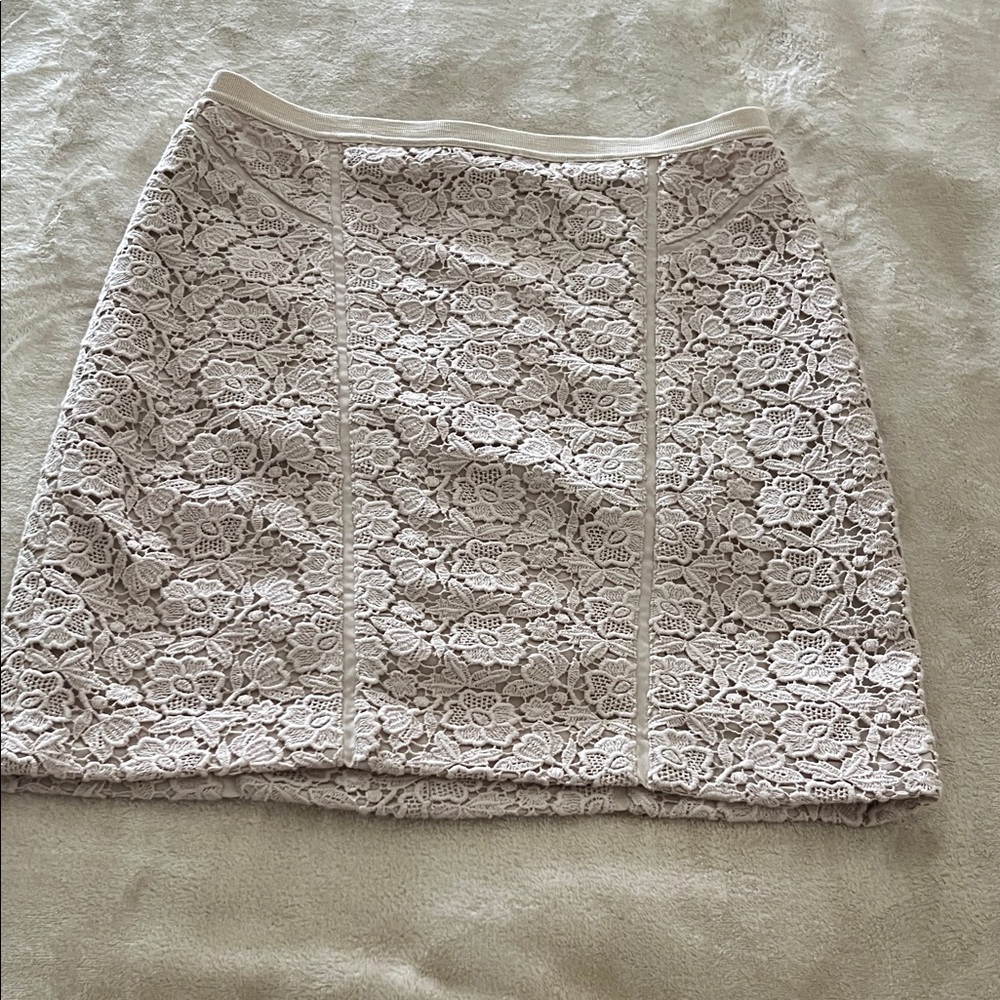 Ann Taylor Ivory Floral Lace Mini Skirt